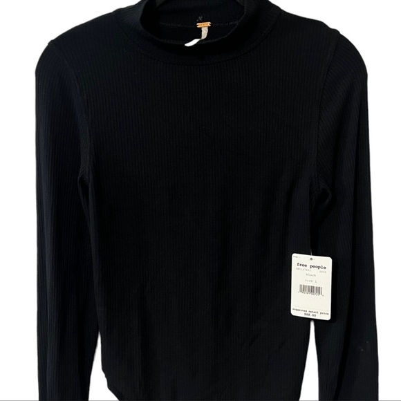 Free people edge of town black backless tie turtle neck top - Picture 4 of 5